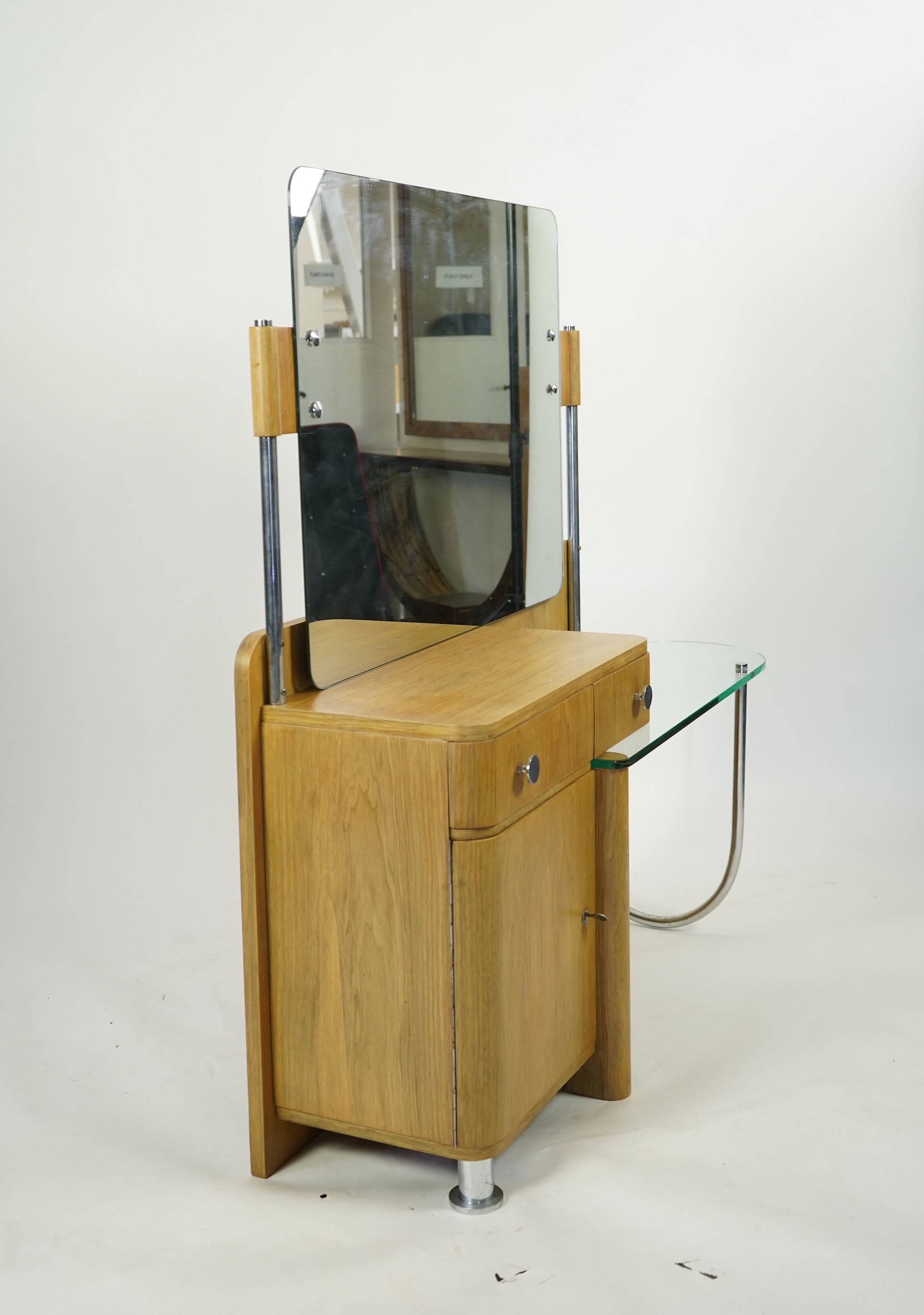 A Belgian Art Deco modernist walnut dressing table, by De Coene